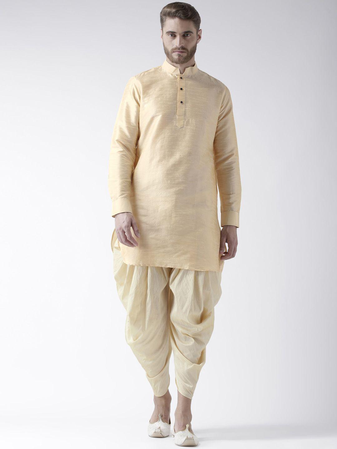 deyann men beige & cream-coloured solid kurta with patiala