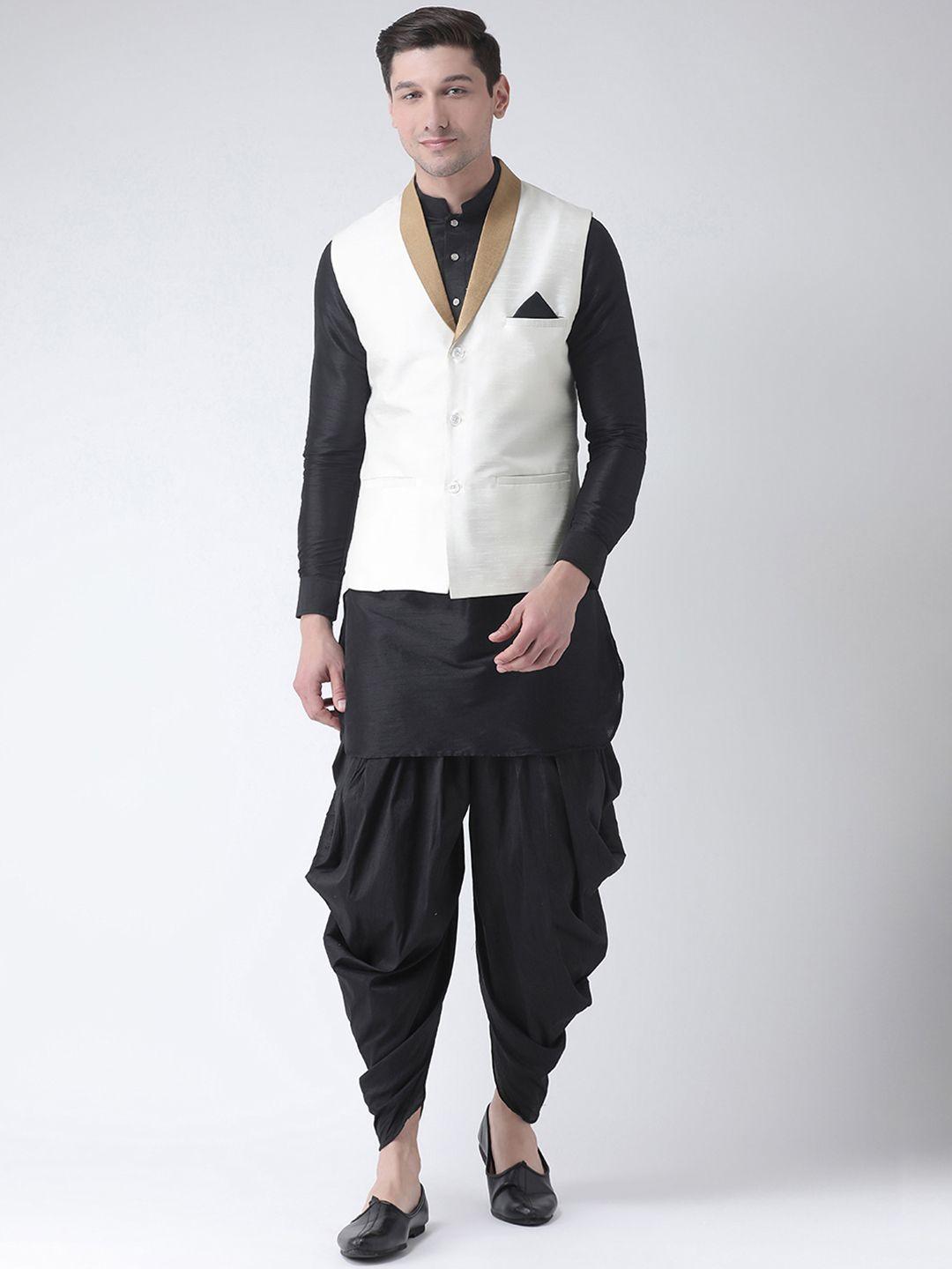 deyann men black solid kurta set