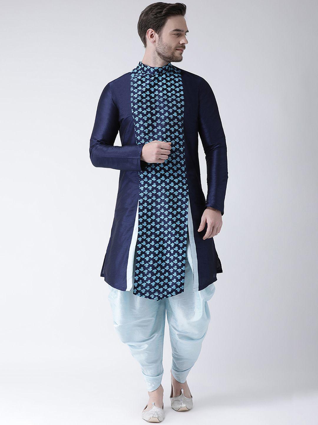 deyann men blue printed kurta with patiala