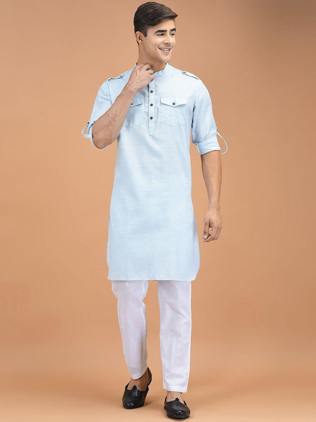 deyann men blue regular kurta with trousers