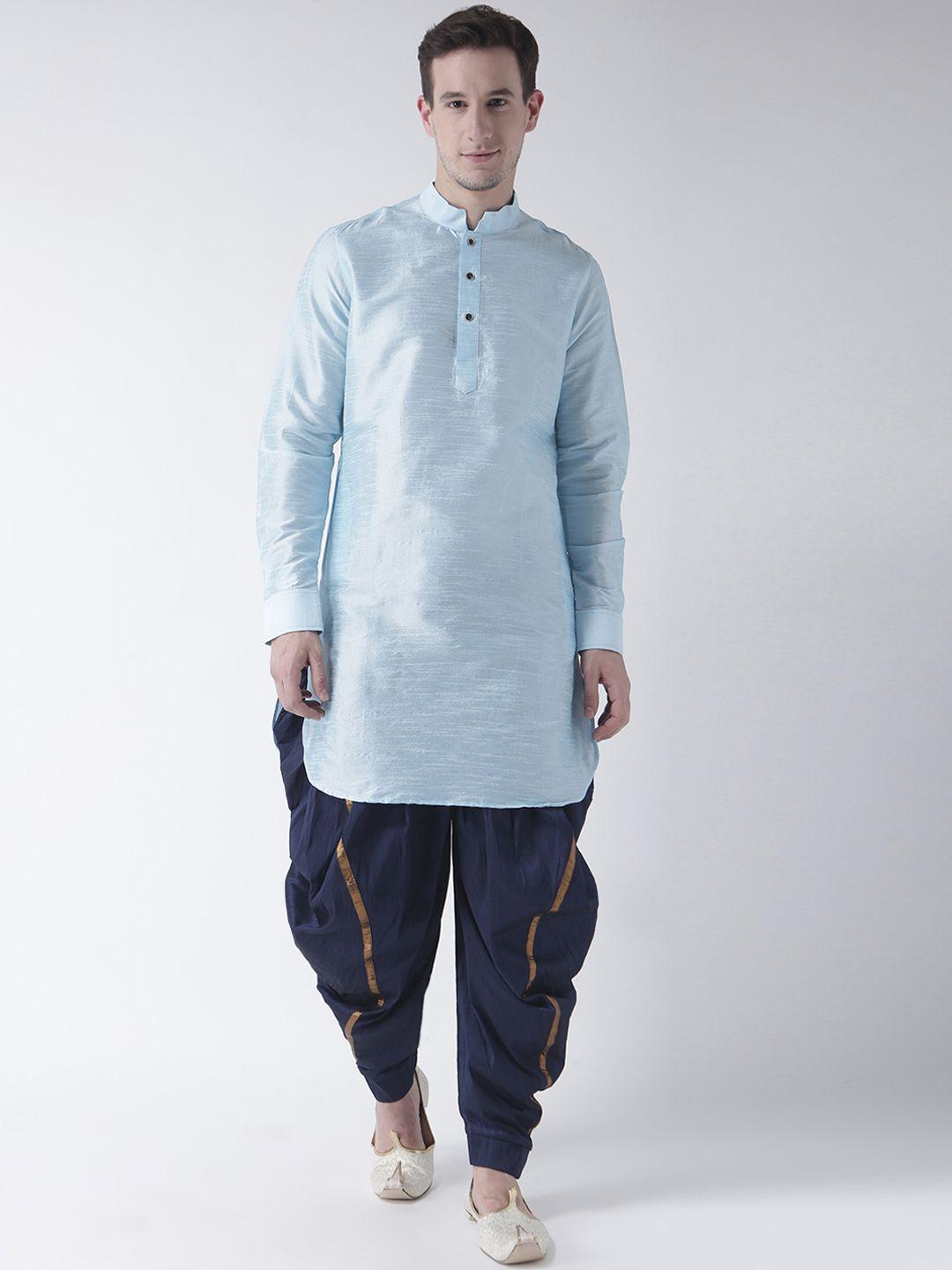 deyann men blue solid kurta with patiala