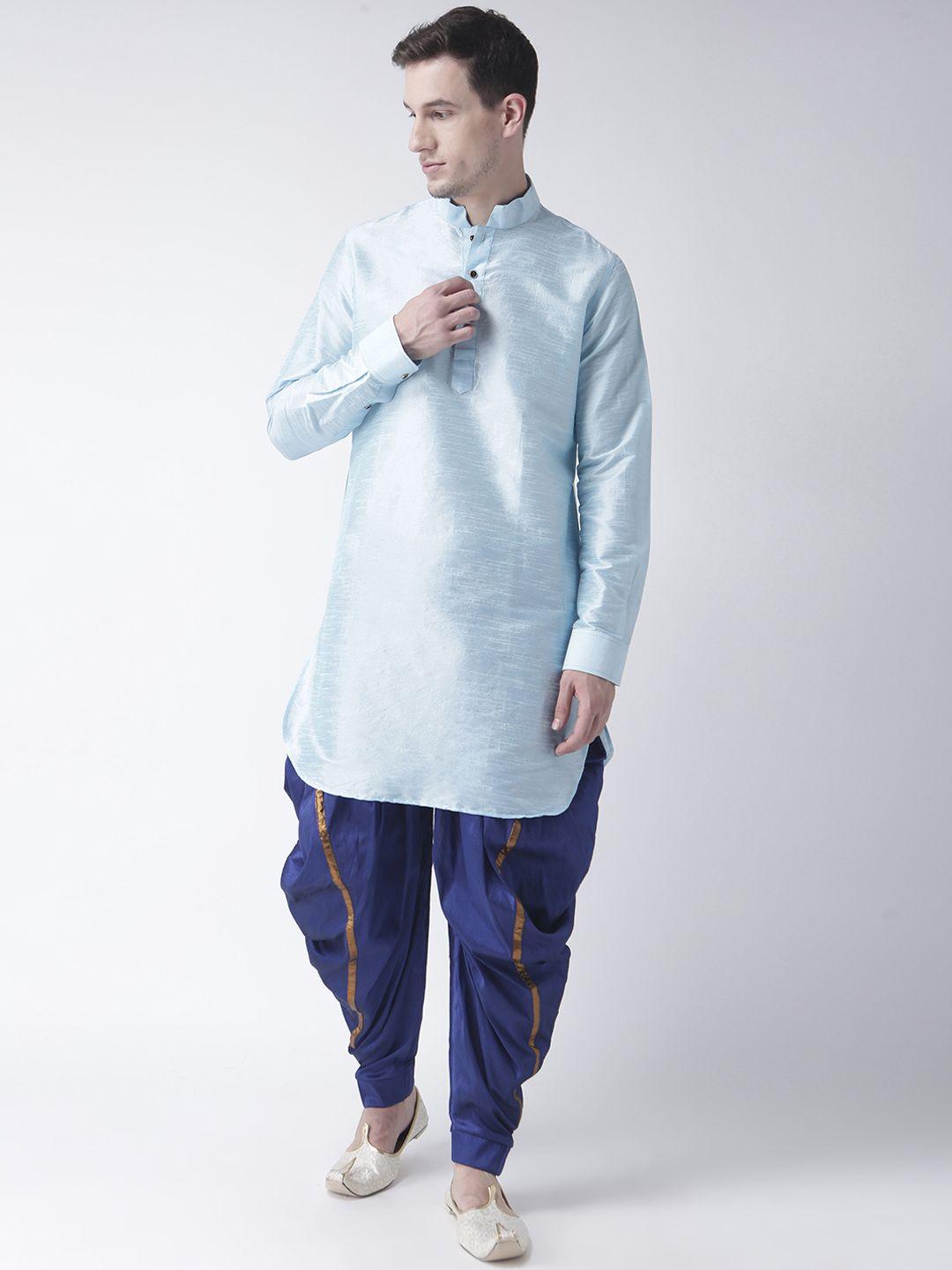 deyann men blue solid kurta with patiala