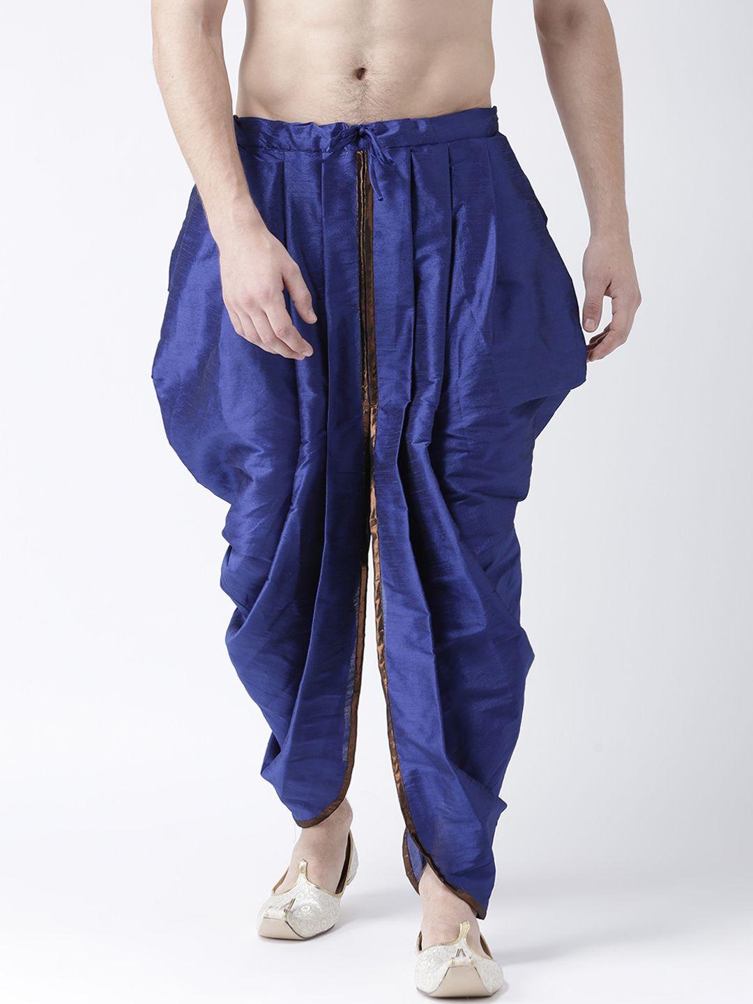 deyann men blue solid silk dhoti