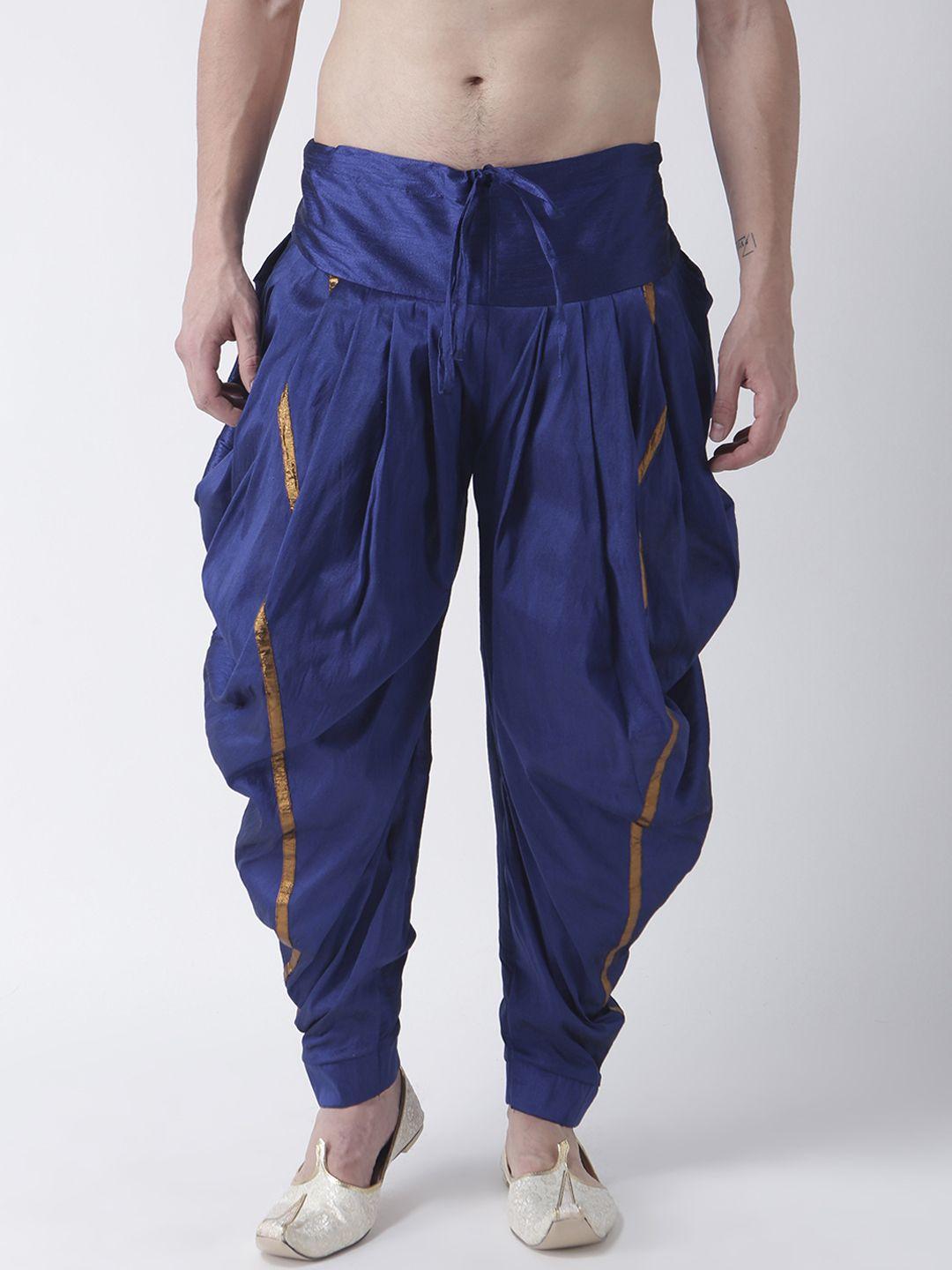 deyann men blue solid silk dhoti