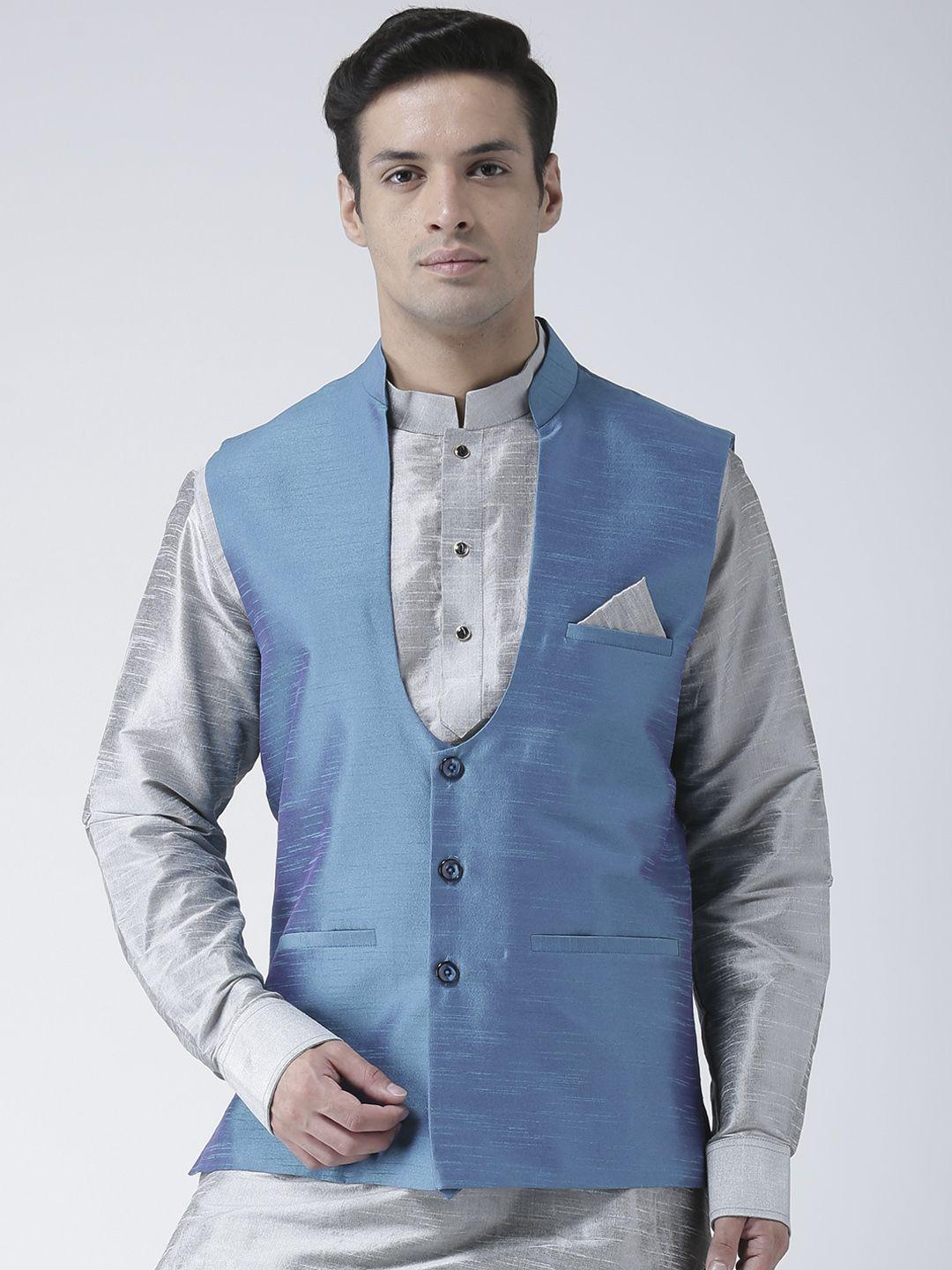 deyann men blue solid waist coat