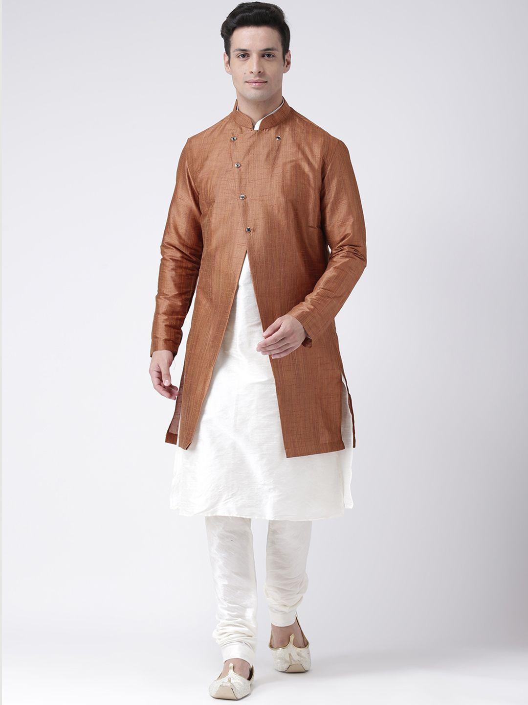 deyann men brown & off white sherwani set