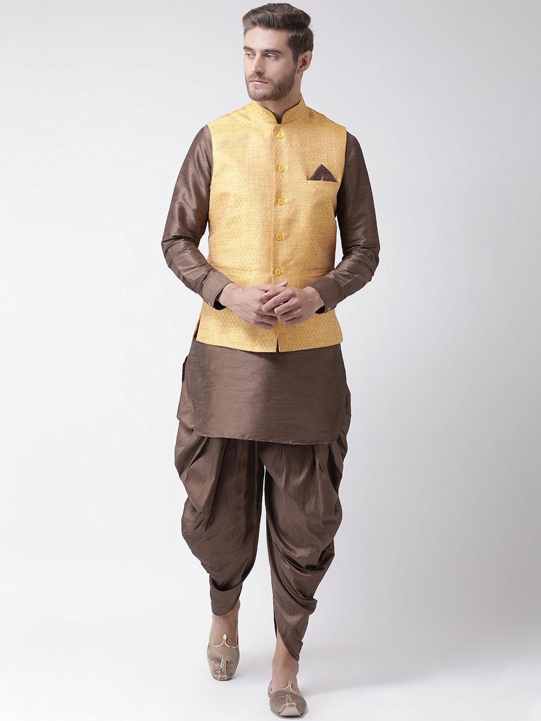 deyann men brown solid kurta set