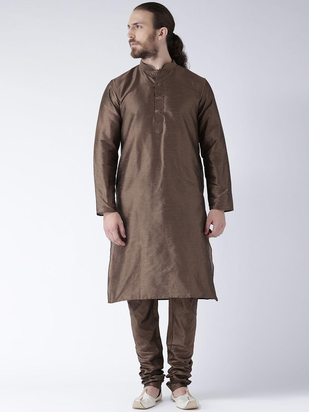 deyann men brown solid kurta with pyjamas