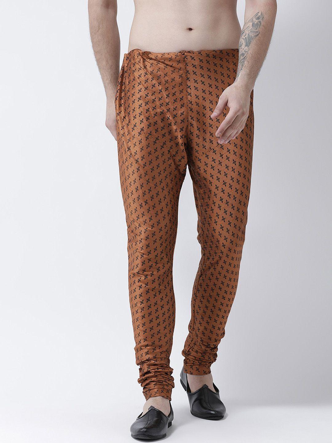 deyann men copper-toned printed churidar-length pyjamas