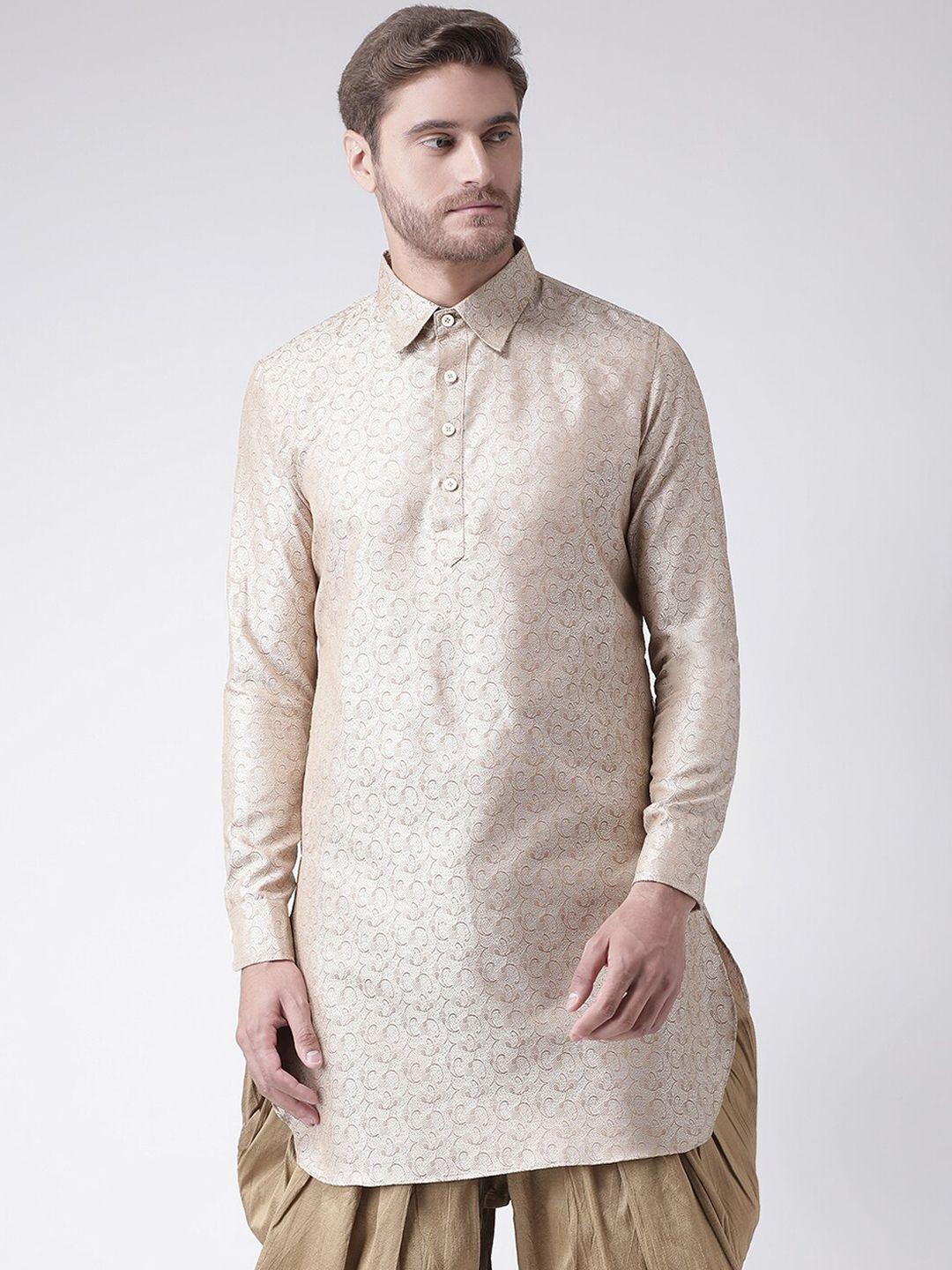 deyann men cream-coloured & beige kurta with dhoti pants