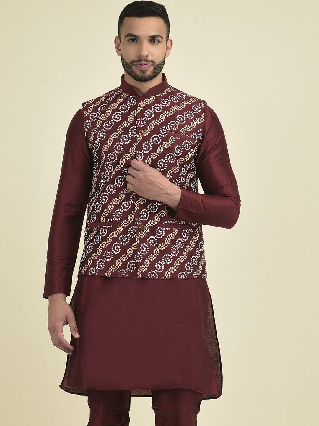 deyann men ethnic motifs kurta with pyjamas  & nehru jacket