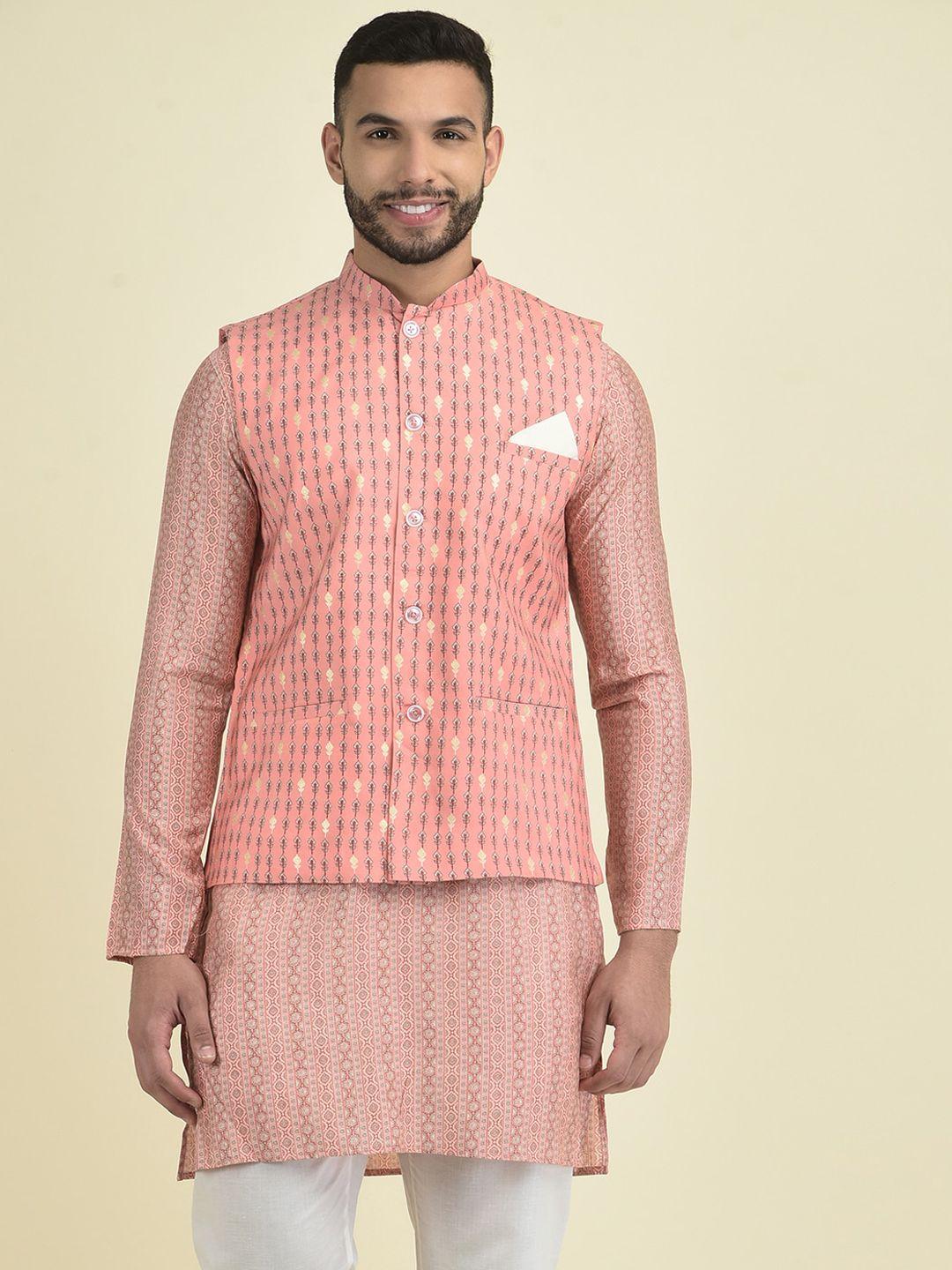 deyann men ethnic motifs printed kurta with pyjamas