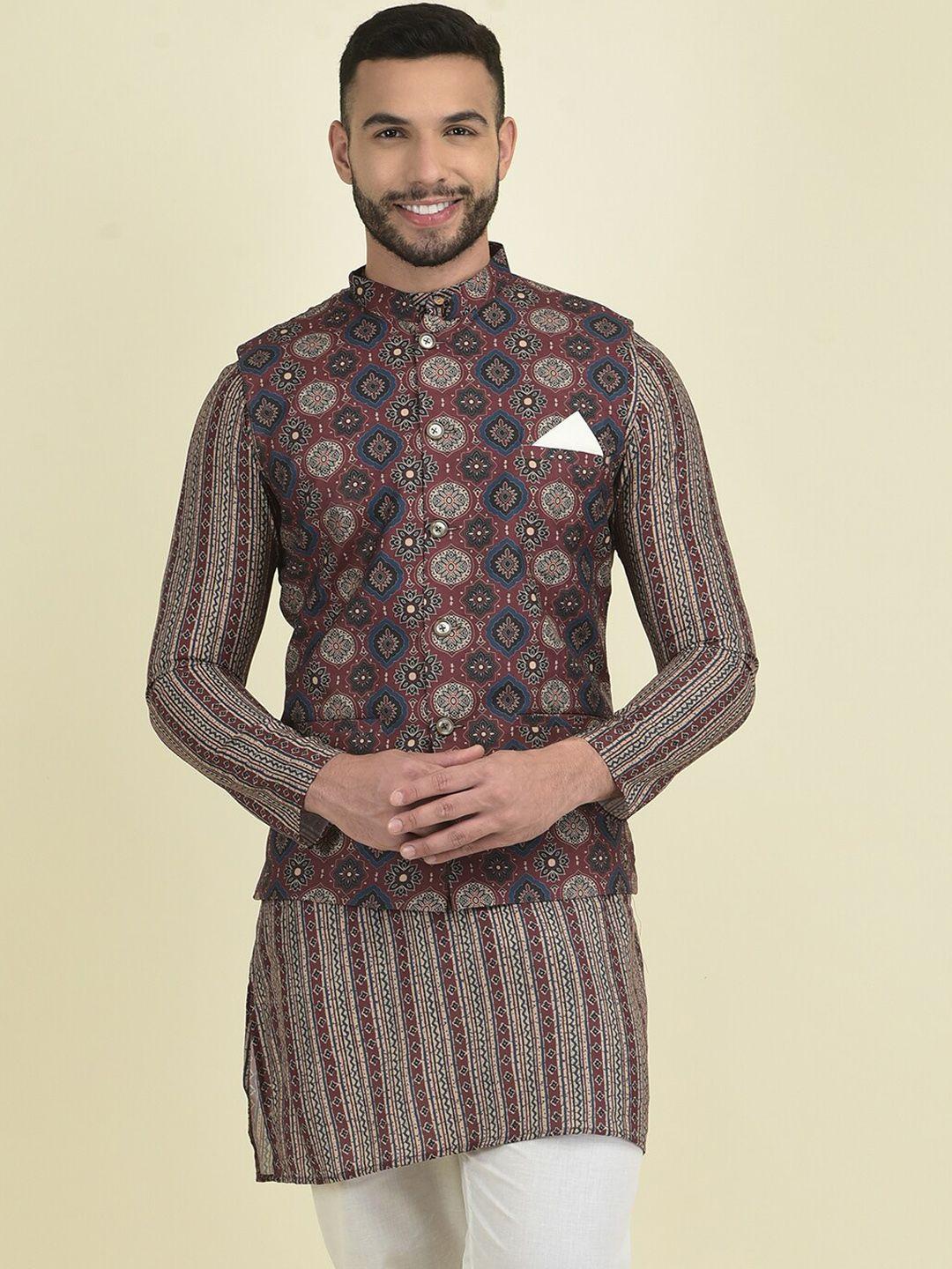 deyann men ethnic motifs printed kurta with pyjamas