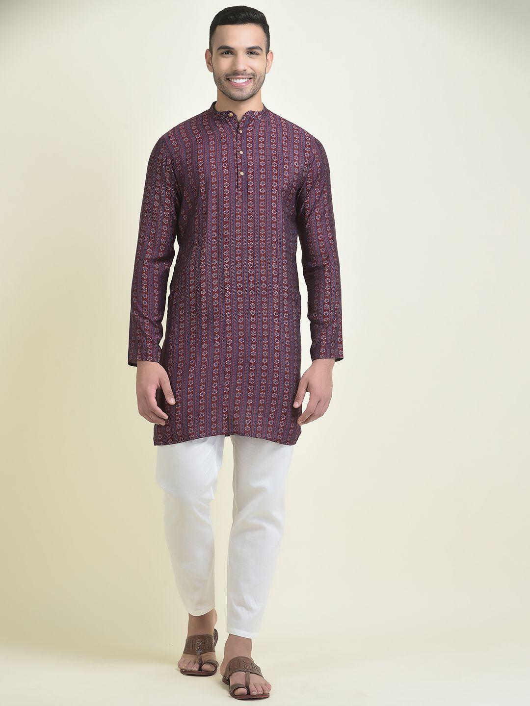 deyann men ethnic motifs printed kurta with pyjamas