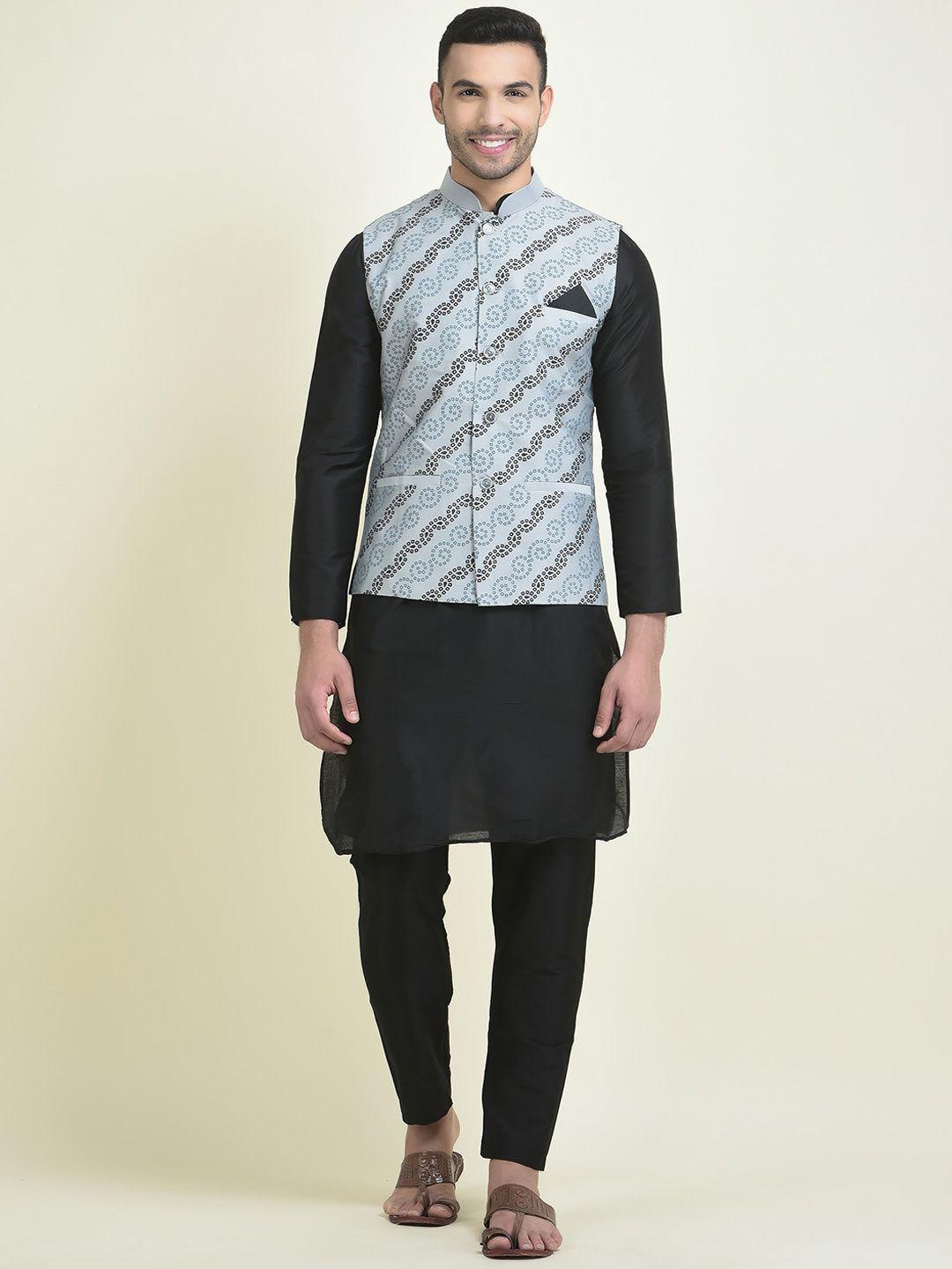 deyann men ethnic motifs printed kurta with pyjamas