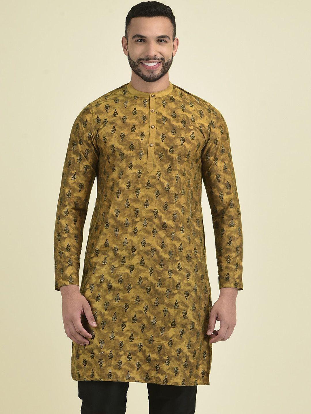 deyann men ethnic motifs printed pure cotton kurta with pyjamas