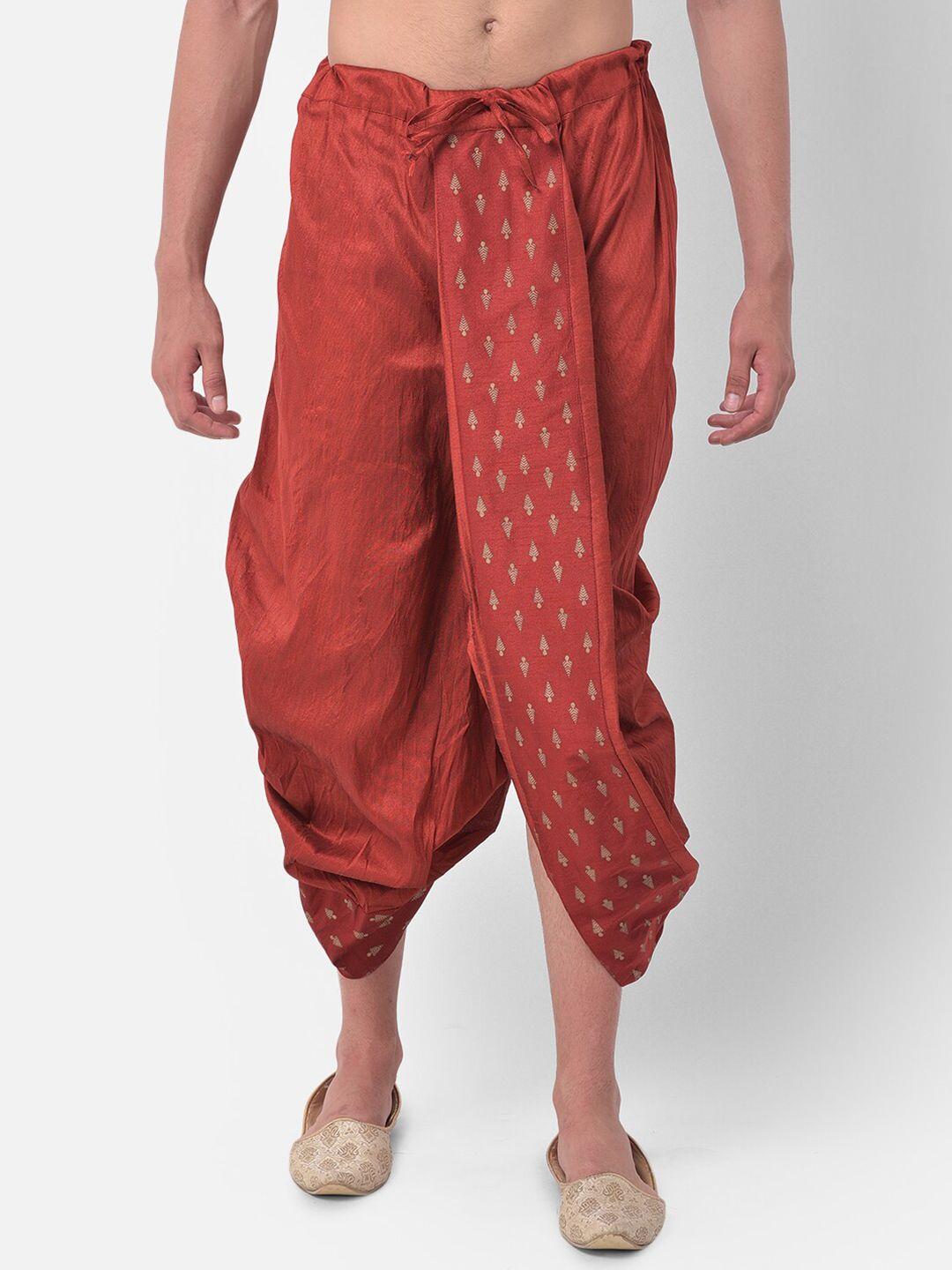 deyann men geometric printed dupion silk dhoti pant