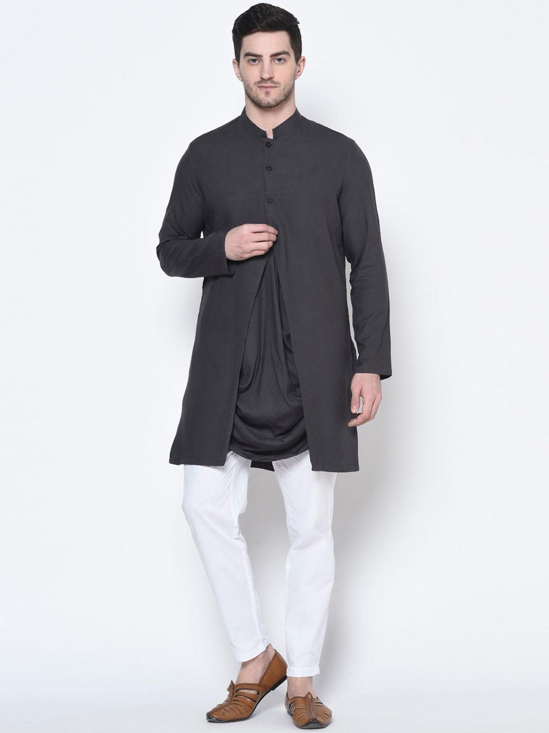 deyann men grey solid kurta with pyjamas