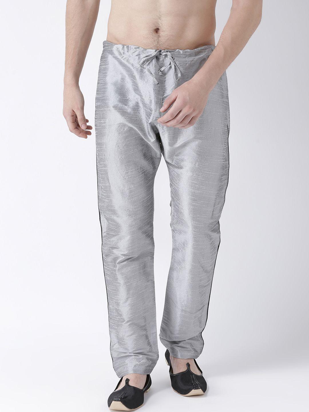 deyann men grey solid mid-rise pyjamas
