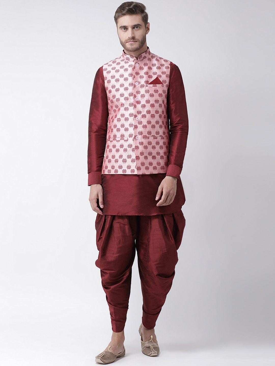 deyann men maroon printed kurta set