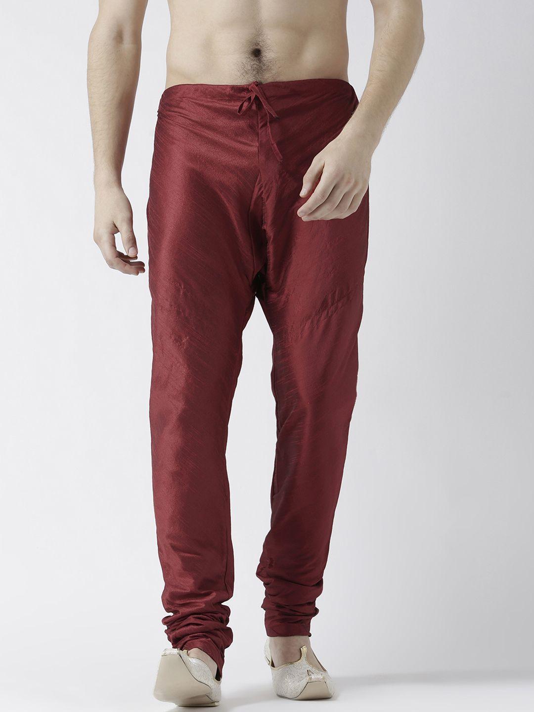 deyann men maroon solid churidar pyjamas