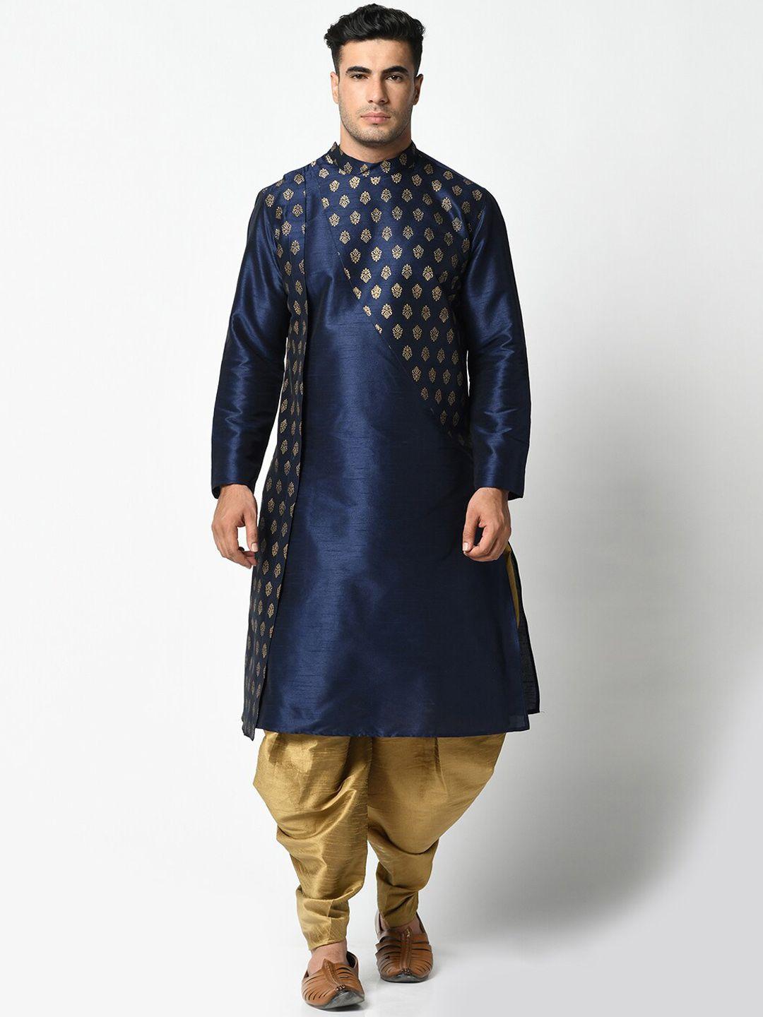 deyann men navy blue ethnic motifs printed kurta