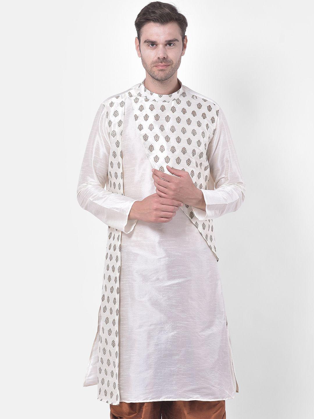 deyann men off white ethnic motifs printed kurta