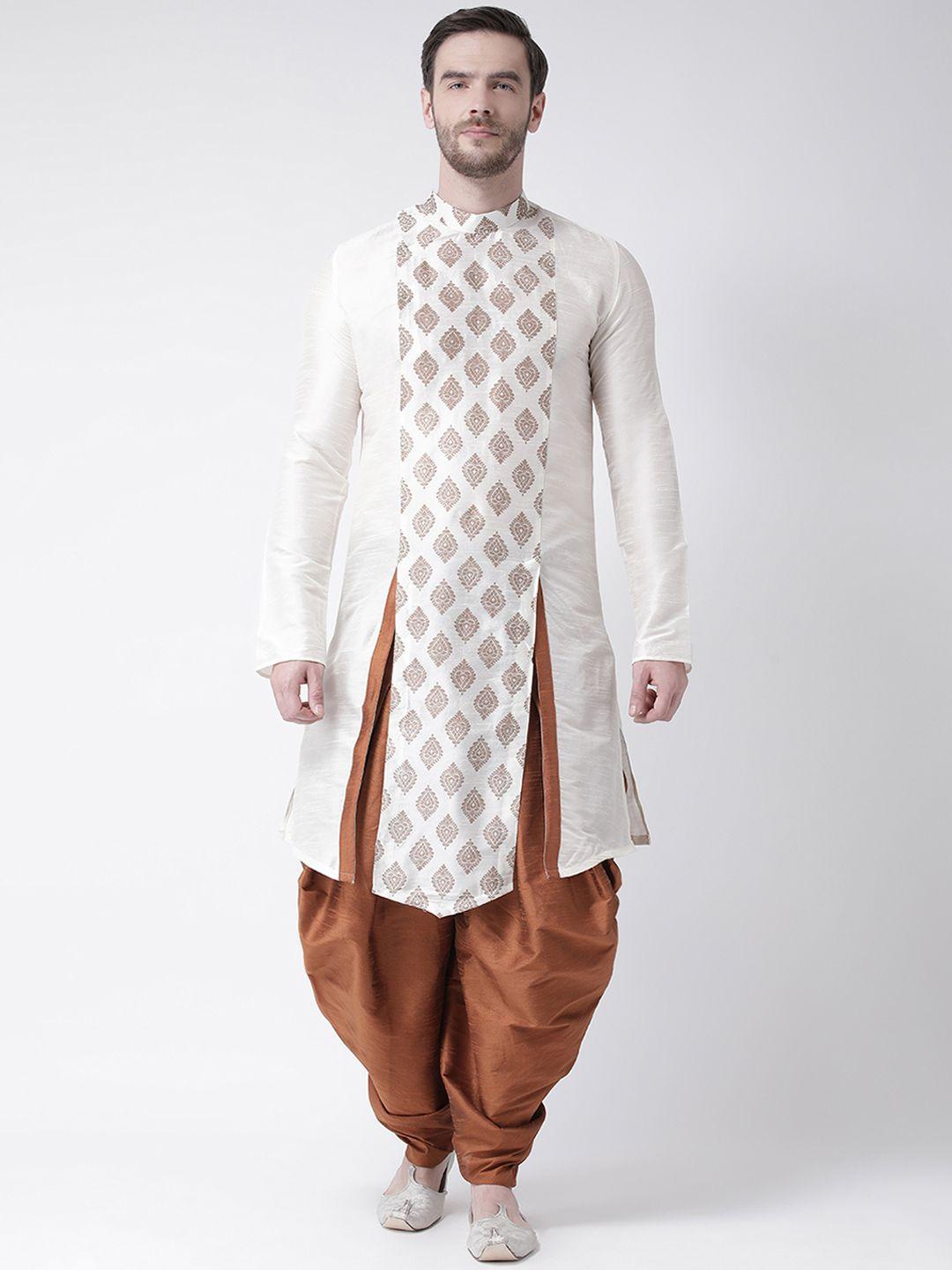 deyann men off-white printed straight kurta