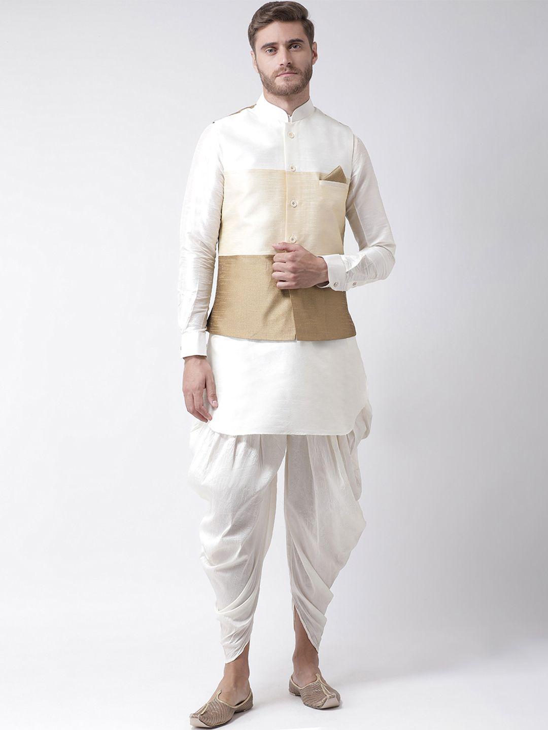 deyann men off-white solid kurta set