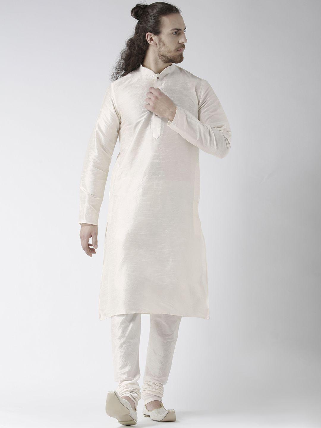 deyann men off-white solid kurta with churidar