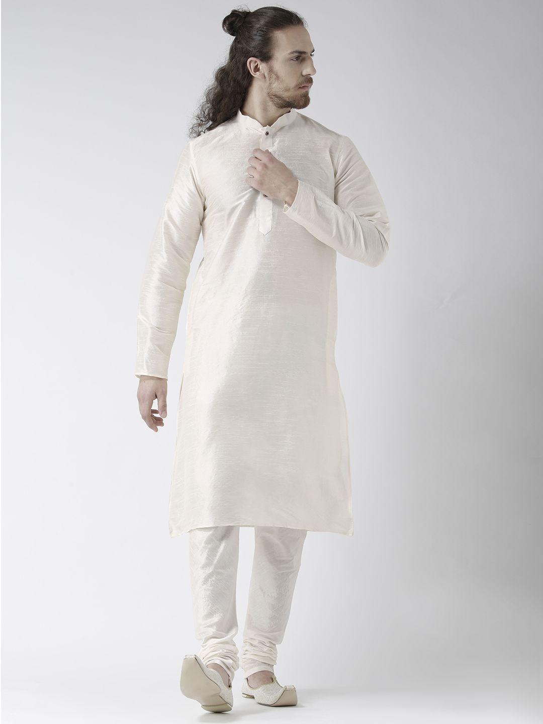 deyann men off-white solid straight kurta