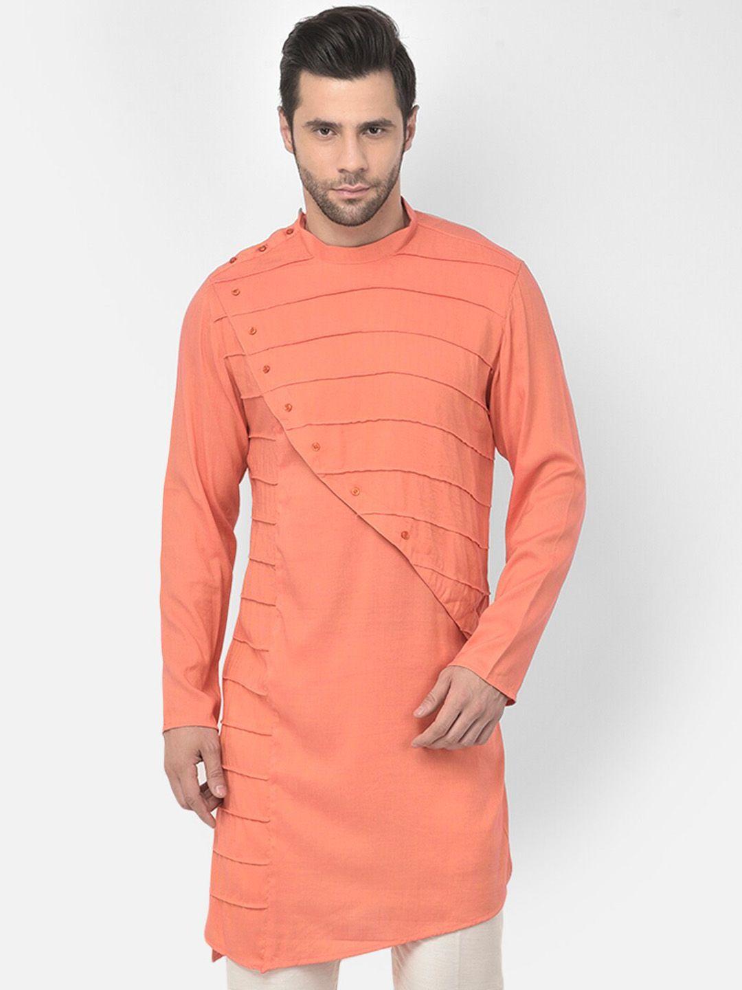 deyann men peach-coloured kurta with trouser set