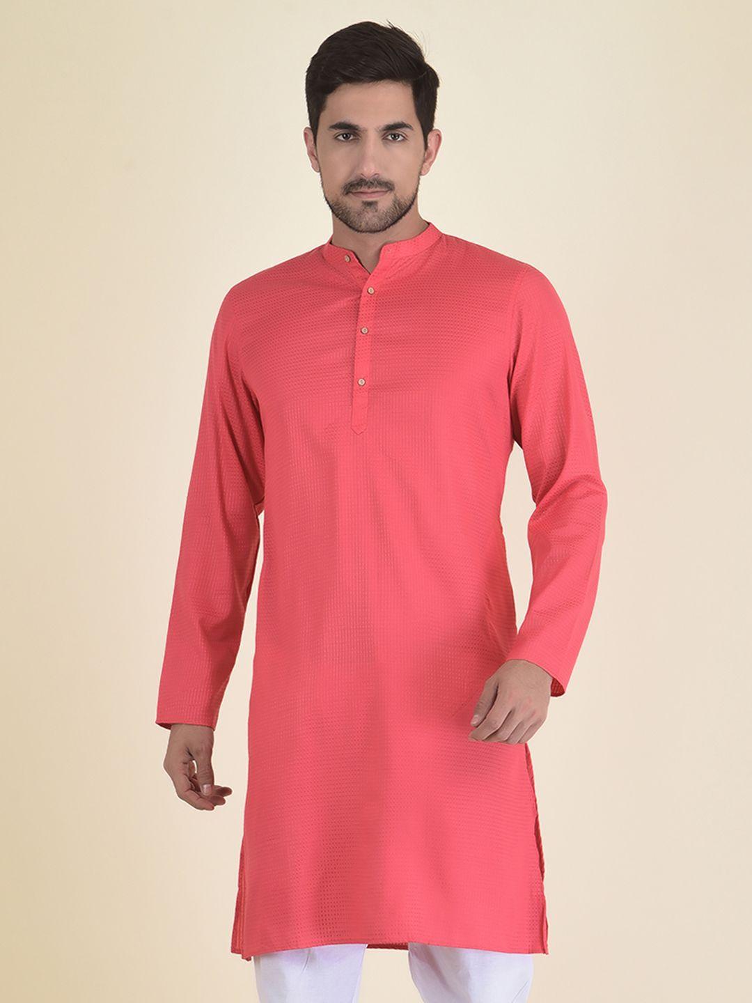 deyann men pink jacquard kurta