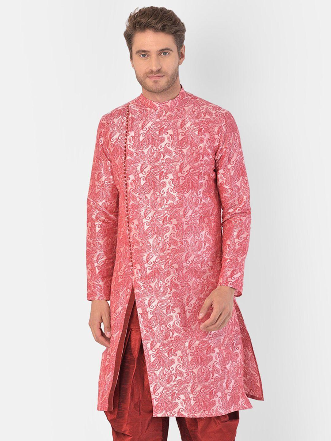 deyann men pink paisley printed kurta