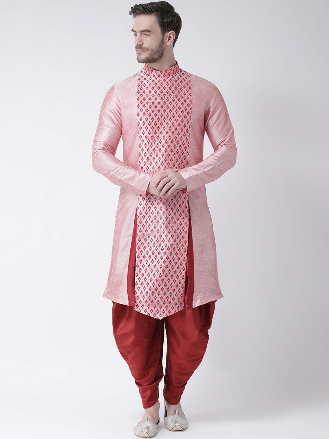 deyann men pink printed straight kurta