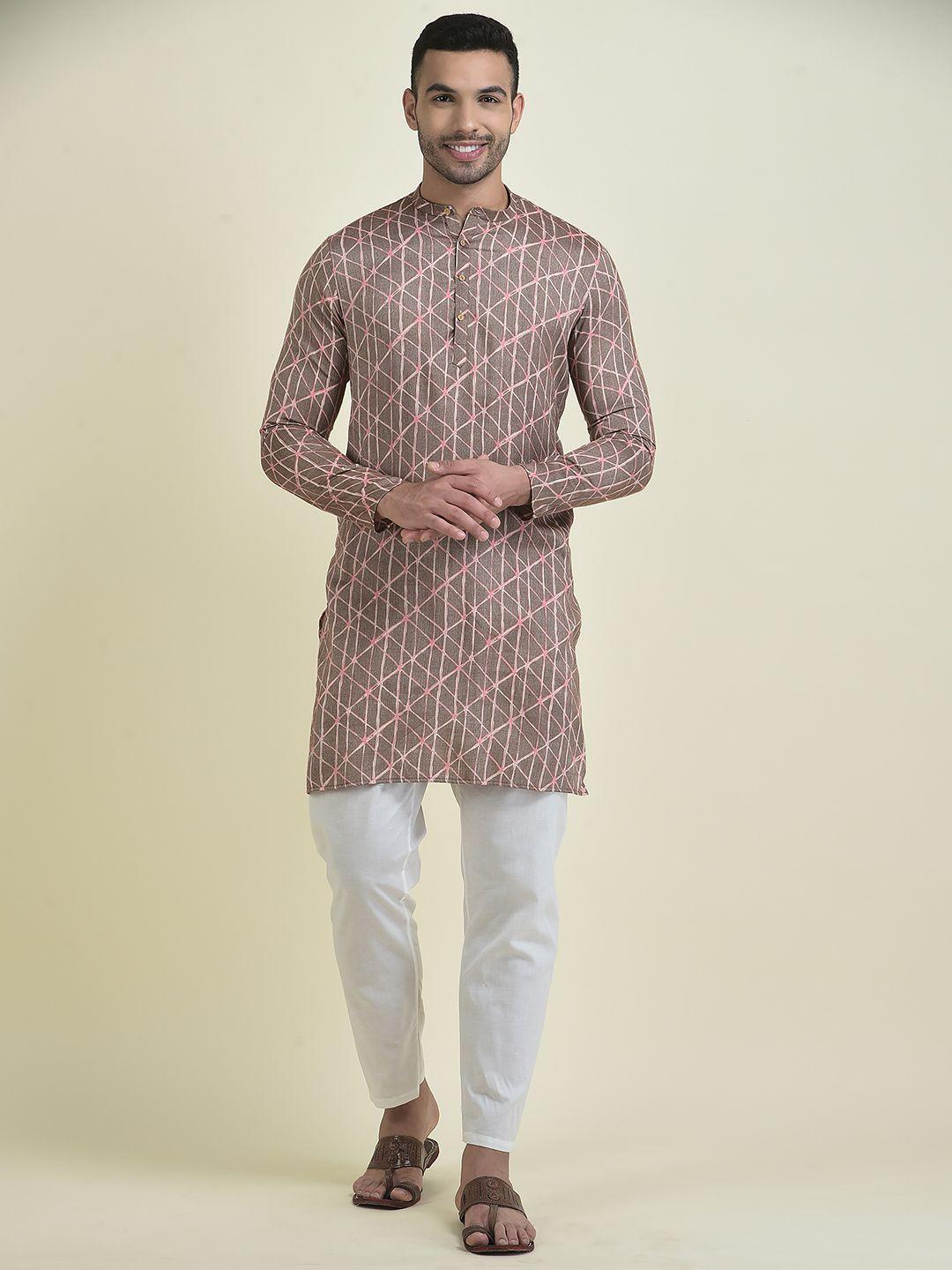 deyann men printed kurta with pyjamas