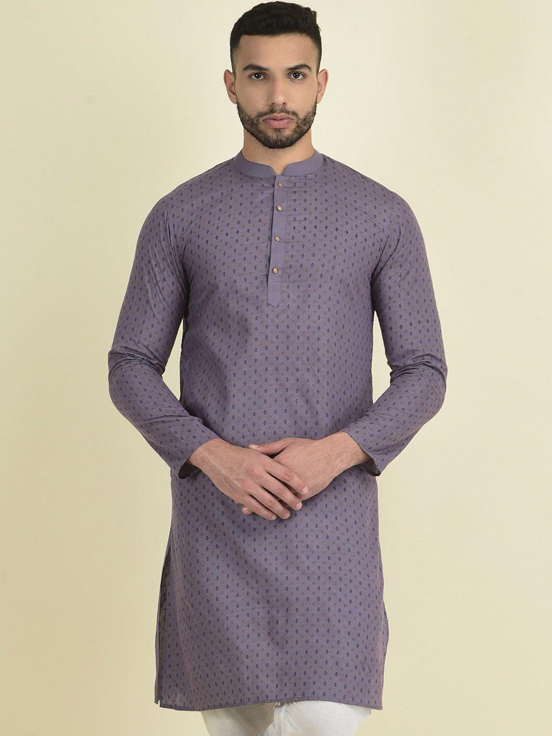 deyann men printed pure cotton kurta with pyjamas