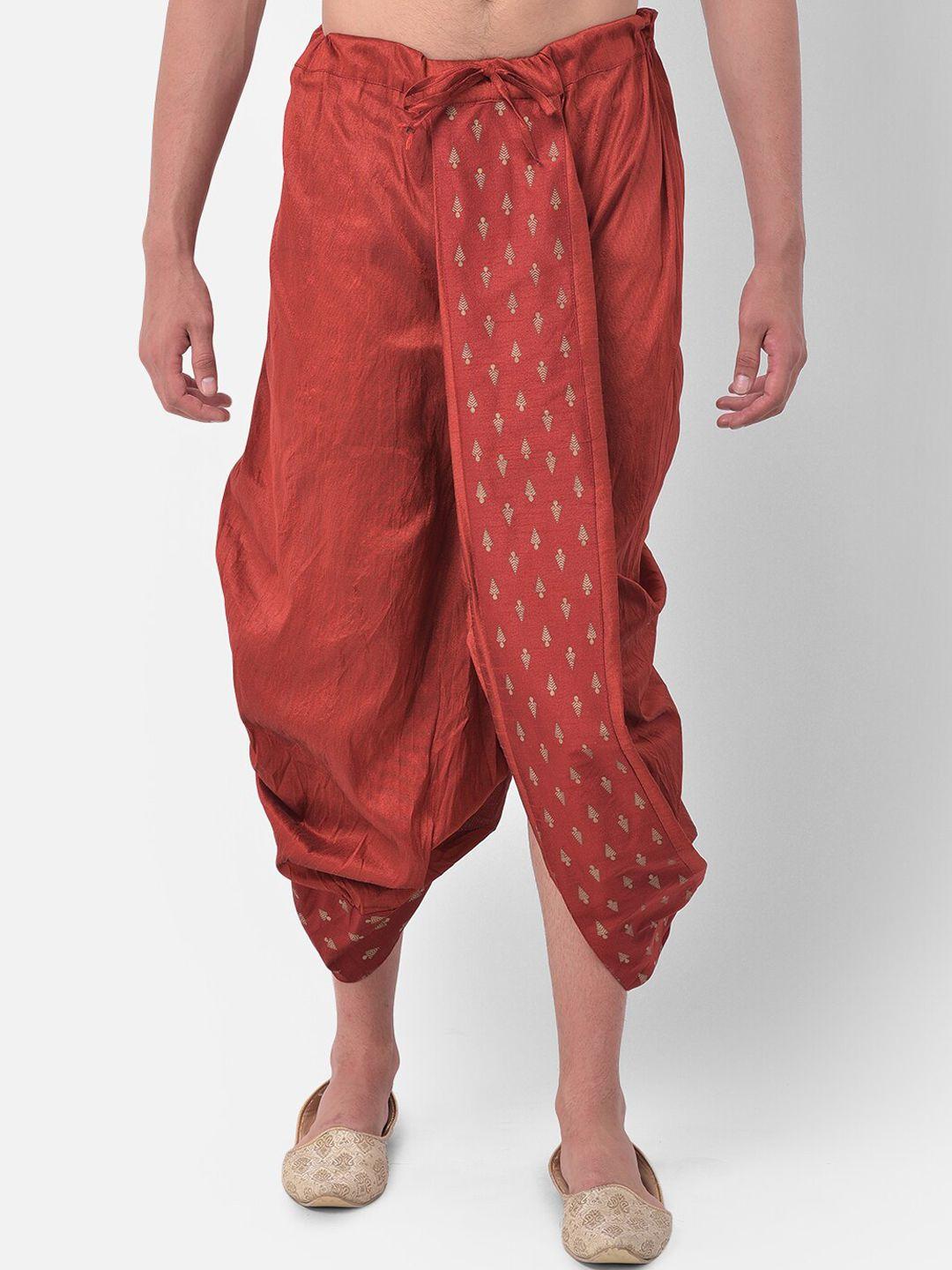 deyann men rust & gold-coloured printed dhoti pants