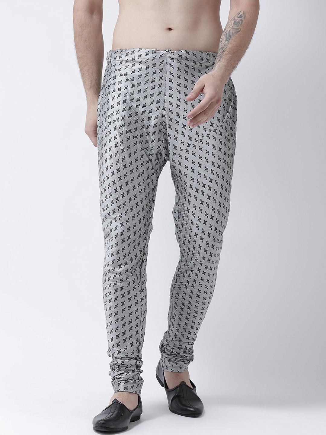 deyann men silver-toned printed churidar-length pyjama