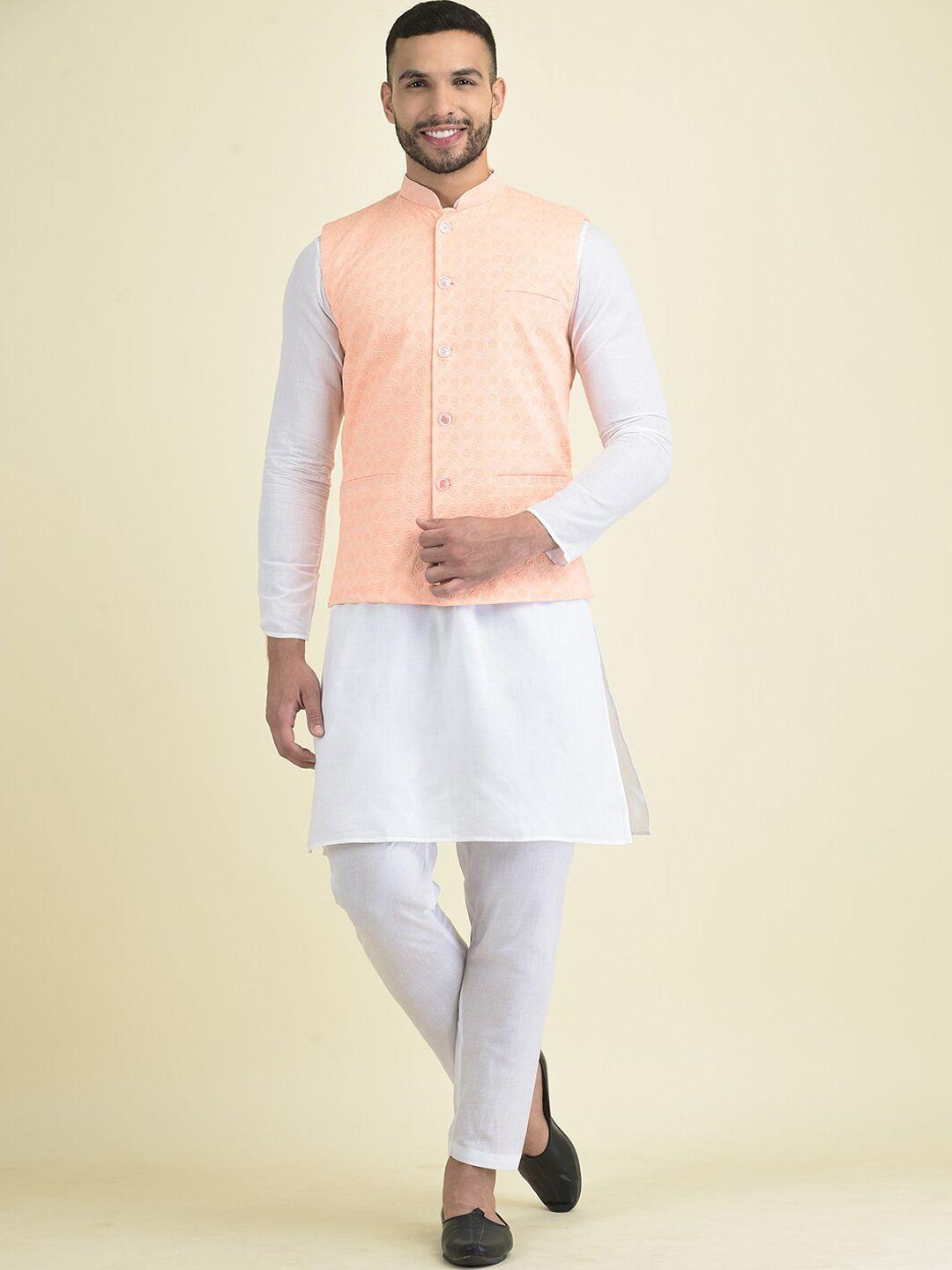 deyann men solid kurta with pyjamas & nehru jacket