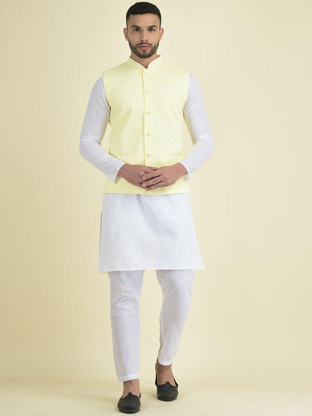 deyann men solid kurta with pyjamas & nehru jacket