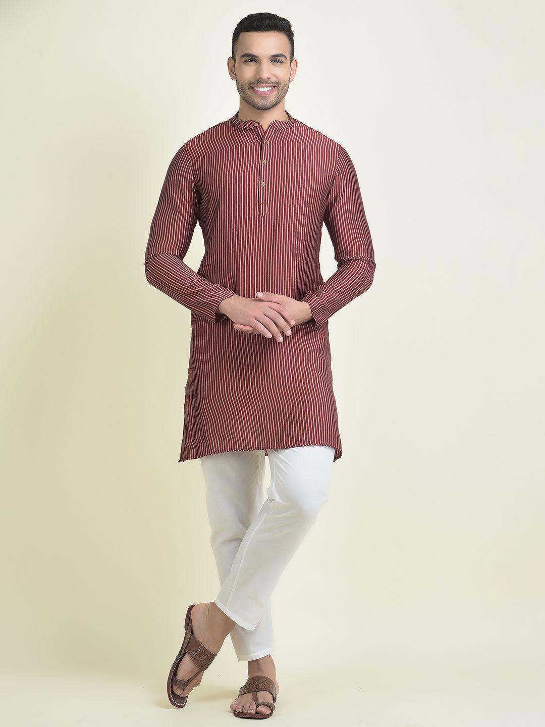 deyann men striped kurta with pyjamas