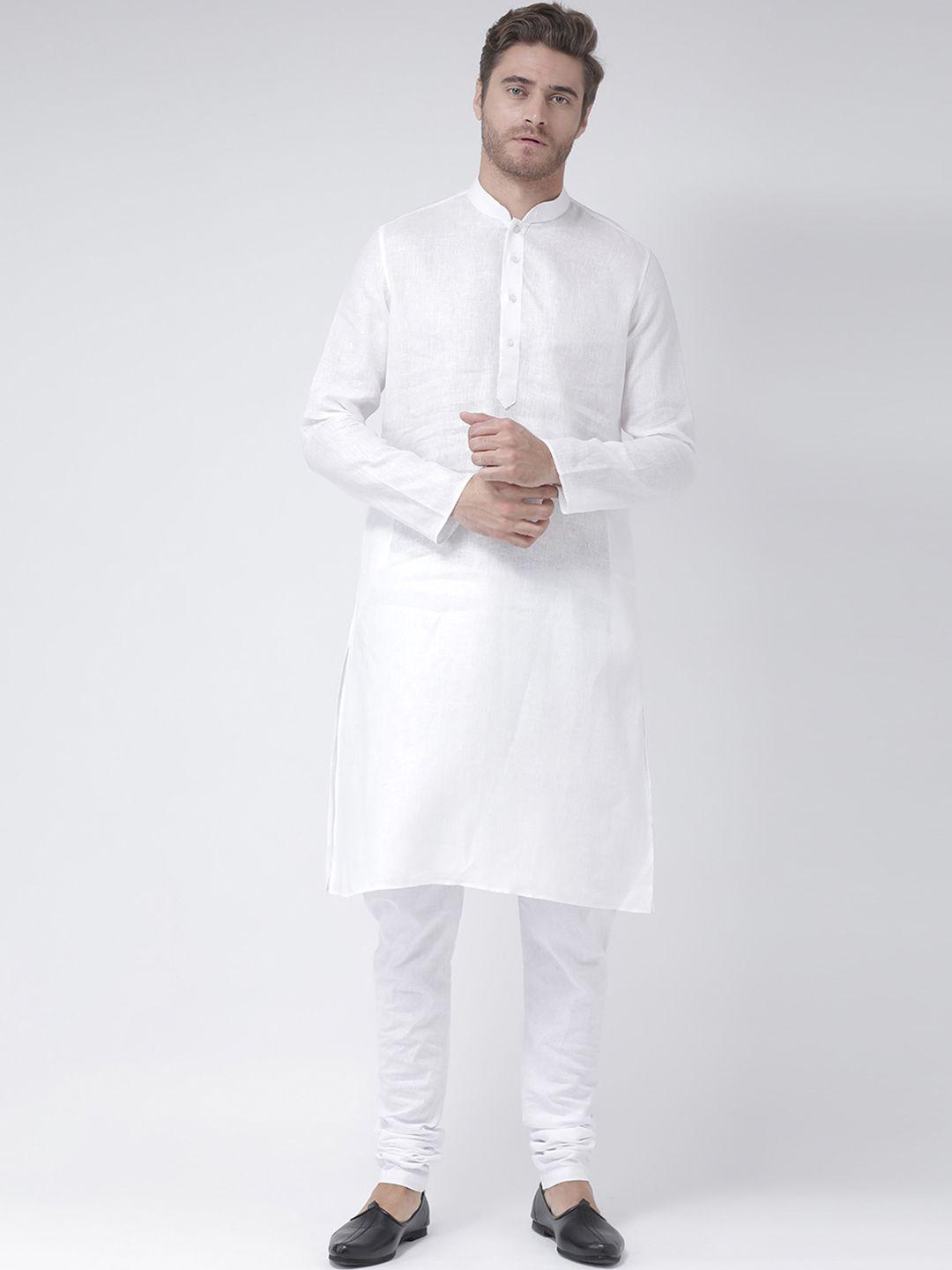 deyann men white & white solid kurta with churidar