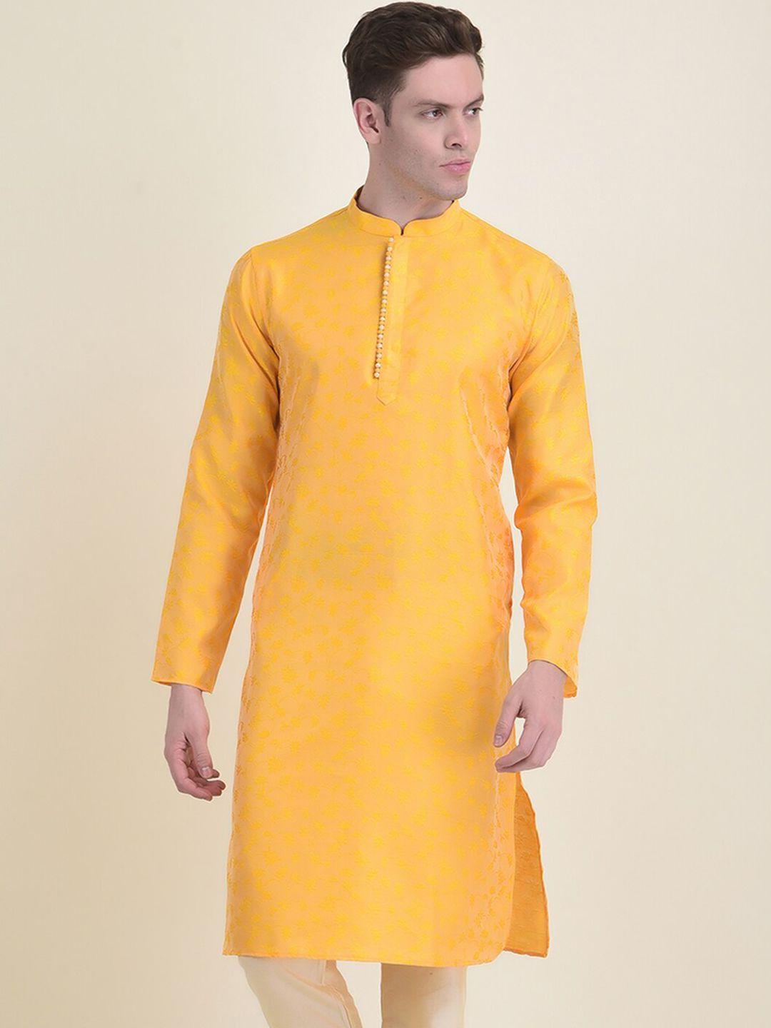 deyann men yellow regular kurta with pyjamas