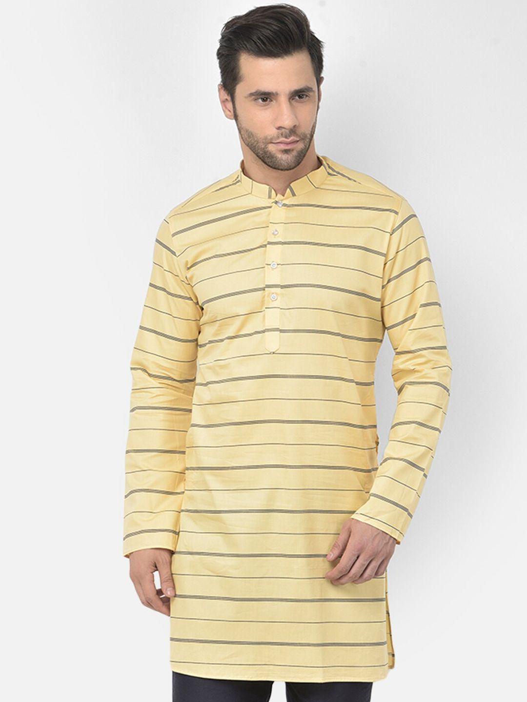 deyann men yellow striped kurta with pyjamas