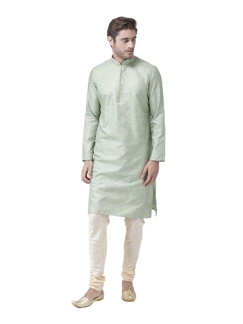 deyann mint green full sleeves mandarin collar kurta set