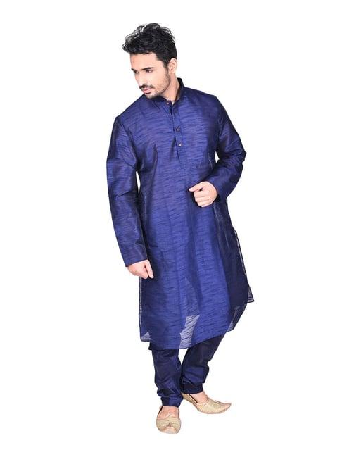 deyann navy full sleeves silk kurta set