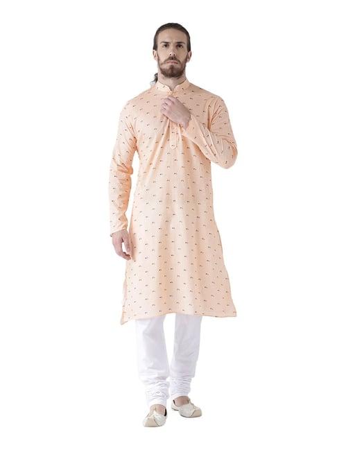 deyann peach regular fit printed kurta