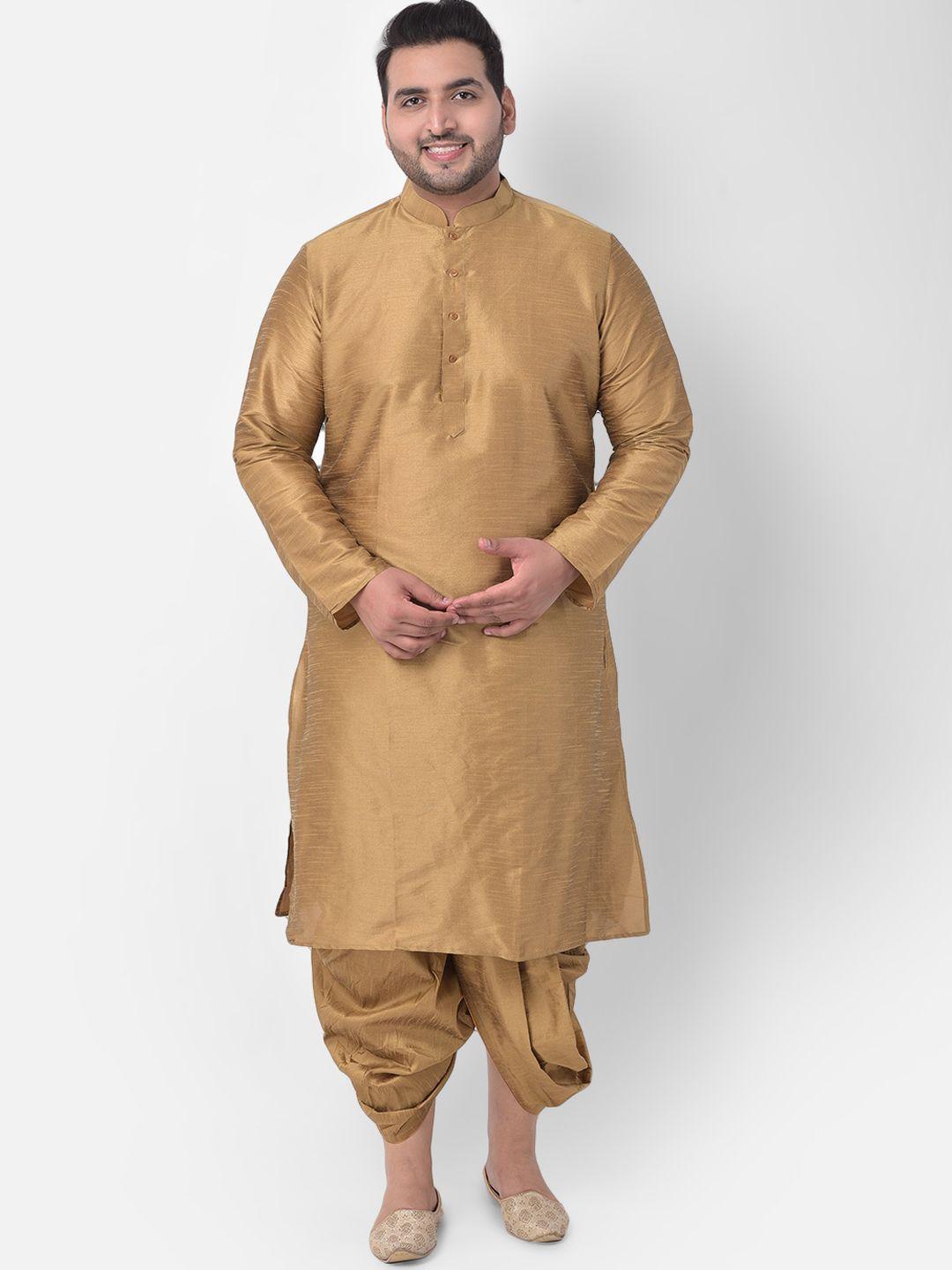 deyann plus men brown solid straight kurta