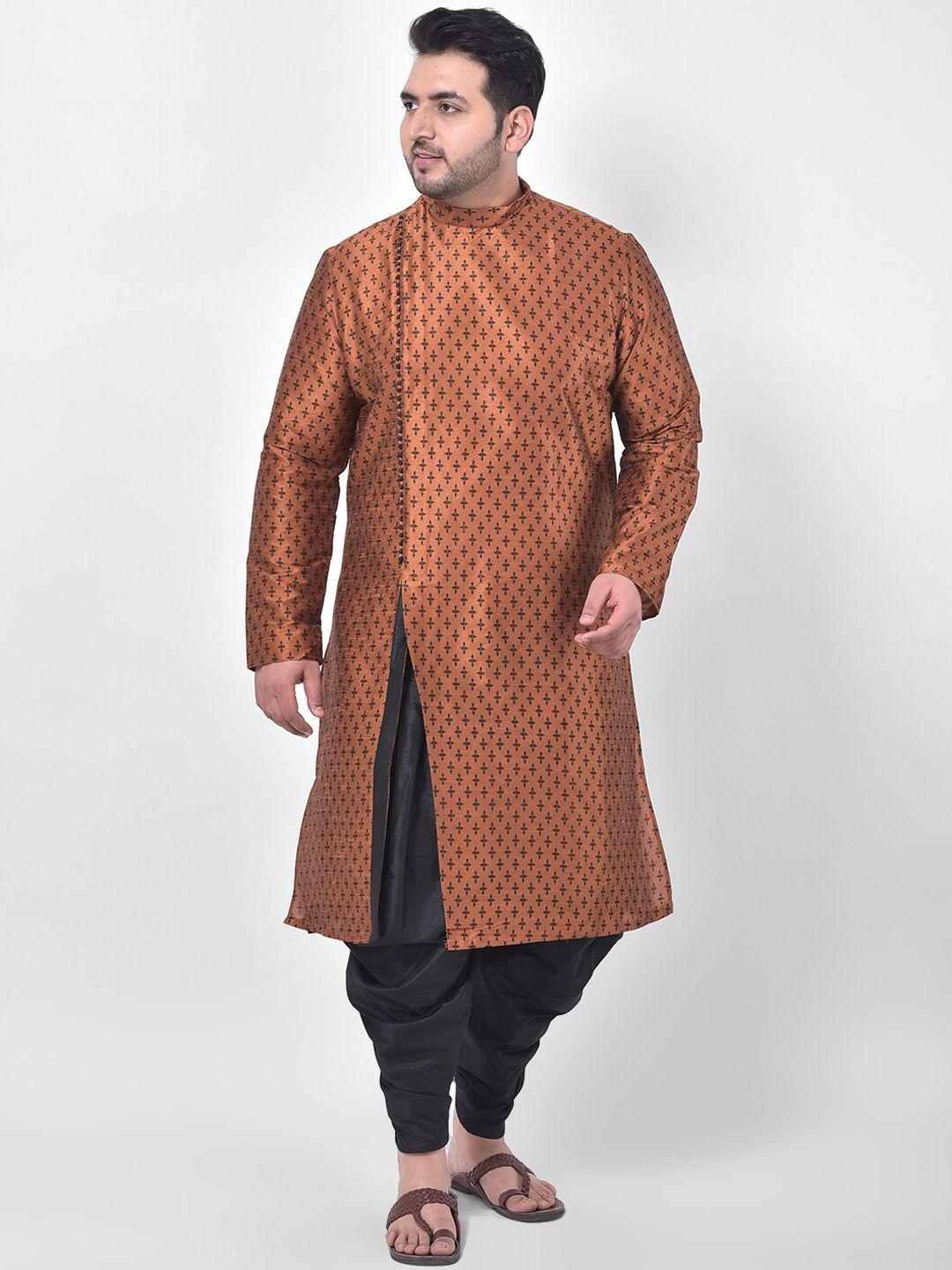 deyann plus men copper-toned & black kurta